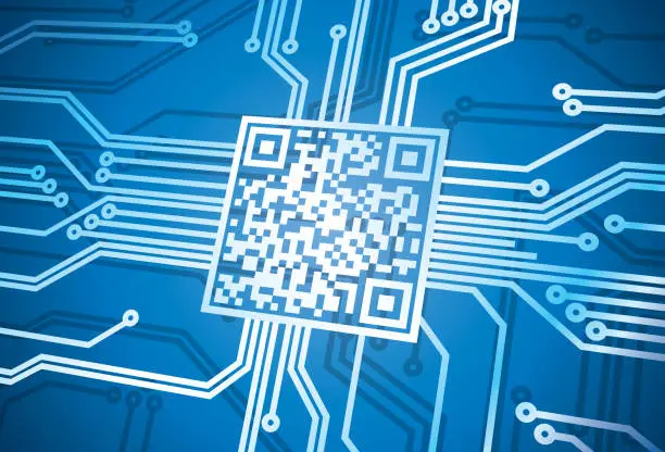 Vector illustration of QR Code circuit