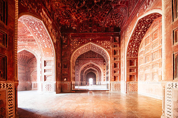 mesquita de india taj mahal - famous place architecture indoors decoration imagens e fotografias de stock