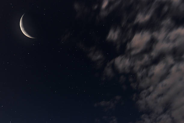 istock Beautiful night sky, moon, Beautiful clouds on night background. 483752422