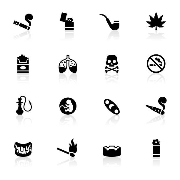 illustrazioni stock, clip art, cartoni animati e icone di tendenza di nero simboli fumatori - pipe organ