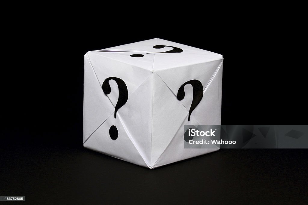 Box Paper box with question sign Mystery Stock Photo