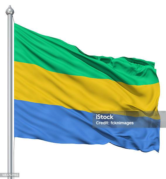 Waving Flag Of Gabon Stock Photo - Download Image Now - Authority, Blue, Clip Art