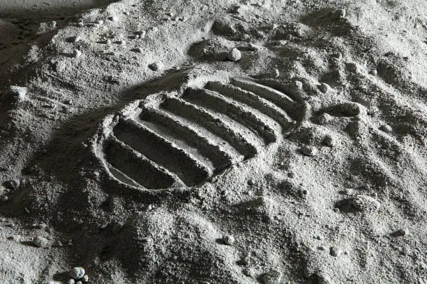 Detail of footprint on the Moon. See similar space photos: