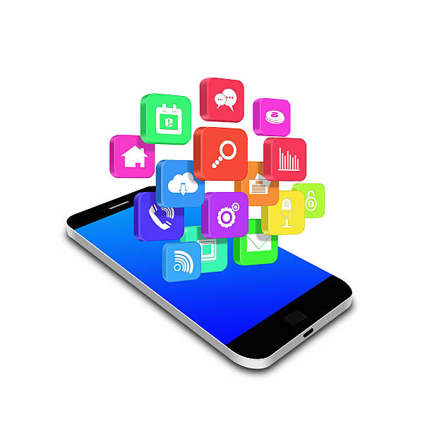 istock Colorful application icon on smartphone,cell phone illustration 483753945