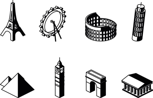 wahrzeichen - big ben isometric london england famous place stock-grafiken, -clipart, -cartoons und -symbole