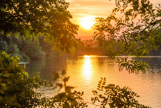 istock Romantic summer sunset on the lake 483758718