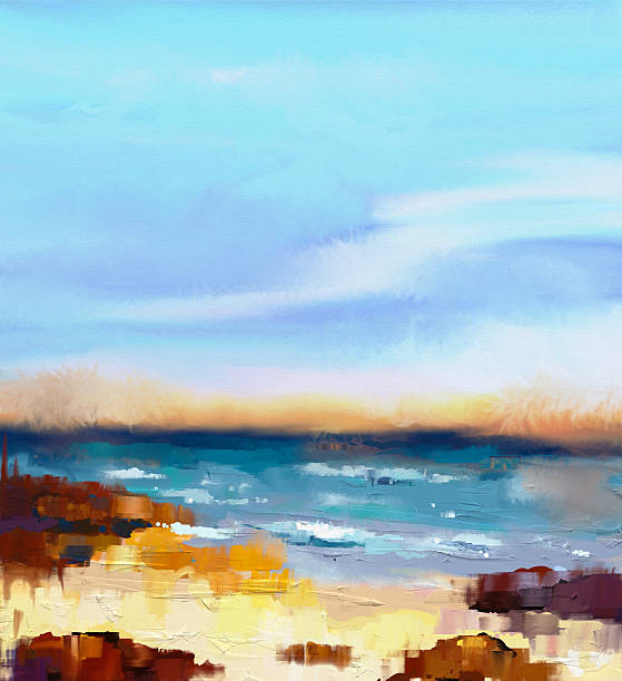 istock Abstract colorful oil painting seascape 483760014