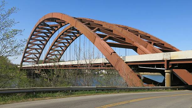 istock Twin Thaddeus Kosciusky Bridges, Mohawk River, Adirondack Northway, NY 483766178