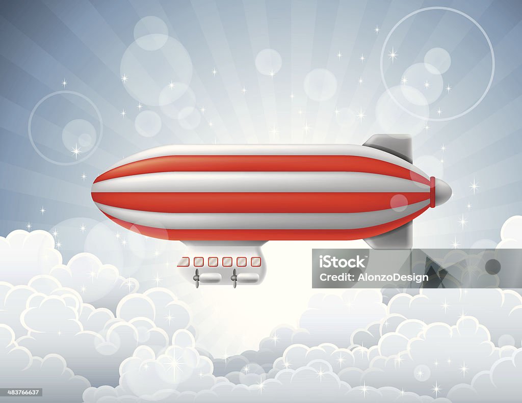 Zeppelin fliegen über den Wolken - Lizenzfrei Aufblasbarer Gegenstand Vektorgrafik