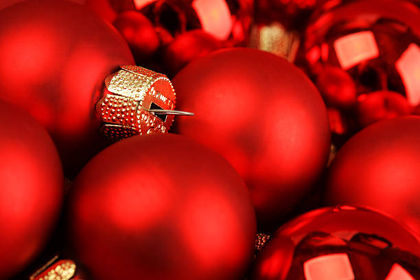 istock Background of group red christmas balls 483767522