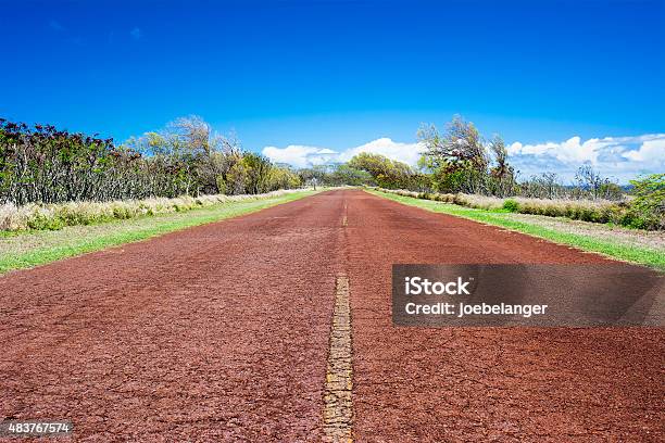 Red Country Road Stock Photo - Download Image Now - 2015, Asphalt, Blue