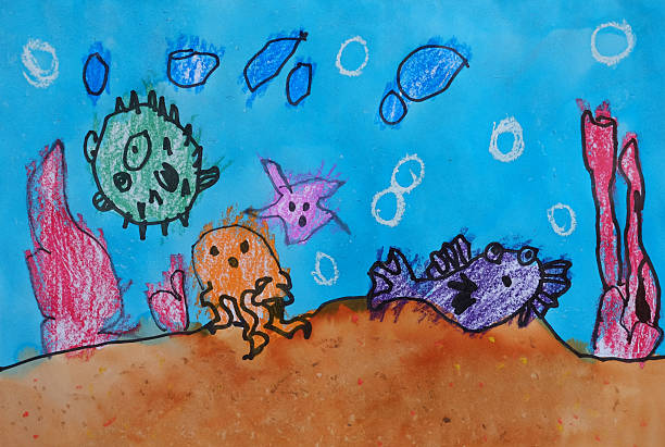 istock Child's painting - creatures under the sea 483767910