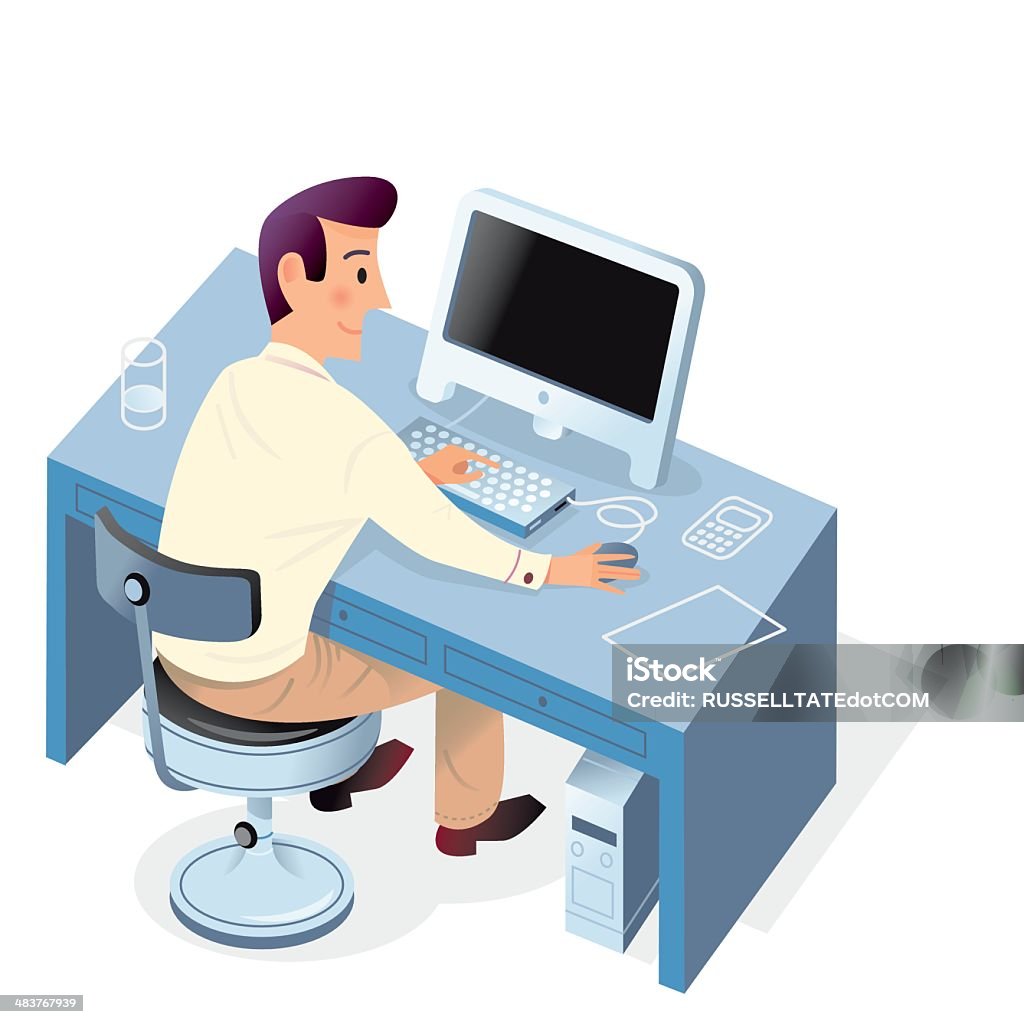 Computer Inks Man White Computer Man Stock Illustration - Download Image Now - Adult ...