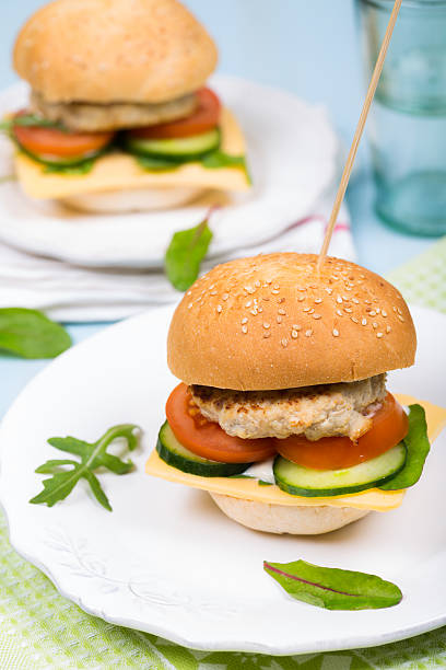 istock Homemade burger with beef cutlet and vegetables 483768080
