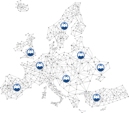 European Network Map Europe Network Map With Users Stock Illustration - Download Image Now ...