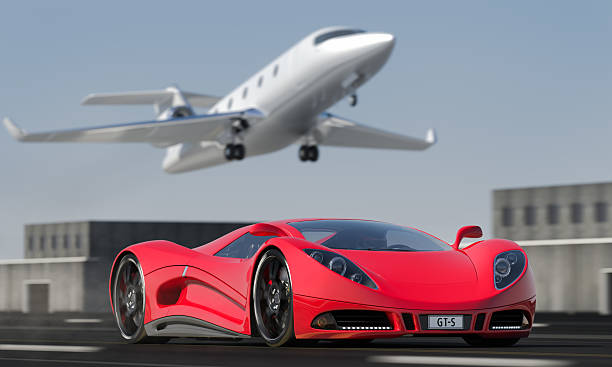 istock Sports Car and Private Jet 483768609