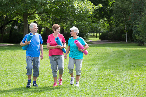 istock Seniors - gymnastics in the park 483768816