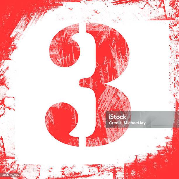 Single Number 3 Stamp Grunge Design Stock Photo - Download Image Now - Color Image, Colors, Cut Out