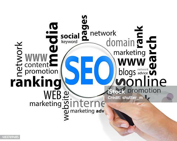 Magnifying Glass With Seo Search Internet Concept Stock Photo - Download Image Now - Armed Forces Rank, Blogging, Business