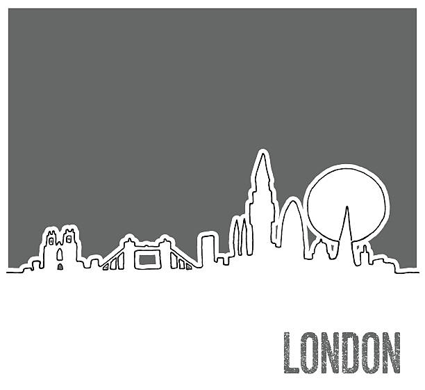 cute hand drawn линию горизонта лондона, doodle style - london england urban scene 30 st mary axe city stock illustrations