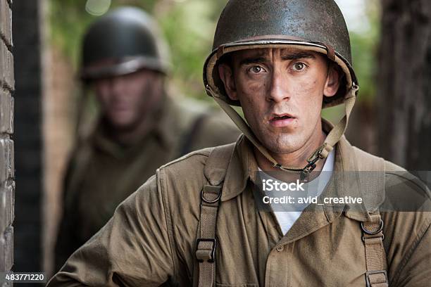 Wwii Combat Infantryman On Patrol Stock Photo - Download Image Now - Vietnam, Armed Forces, Army Soldier