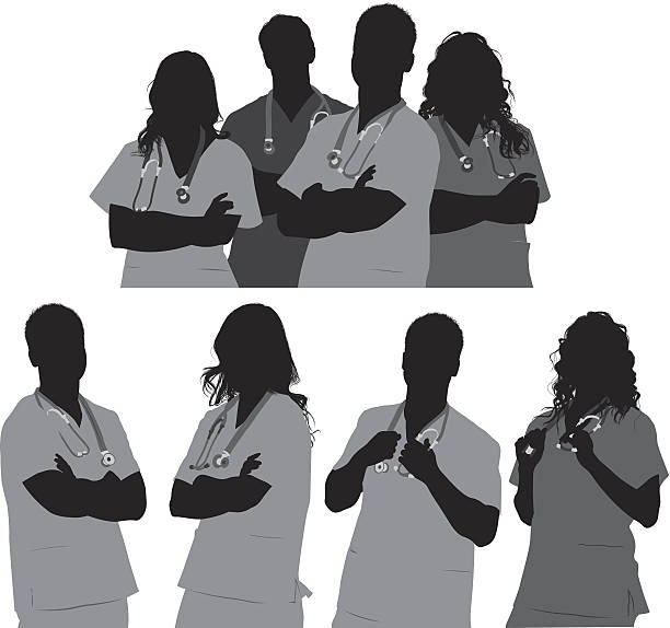 illustrazioni stock, clip art, cartoni animati e icone di tendenza di team medico - white background nurse occupation people