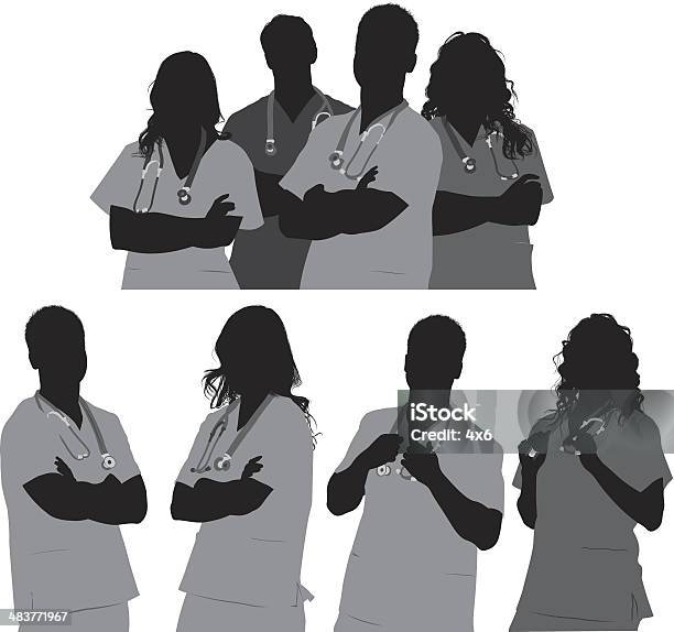 Vetores de Equipe Médica e mais imagens de Profissional de enfermagem - Profissional de enfermagem, Silhueta, Vector