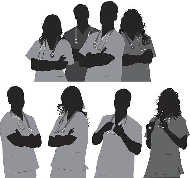 Medical team Medical teamhttp://www.twodozendesign.info/i/1.png nurse silhouettes stock illustrations
