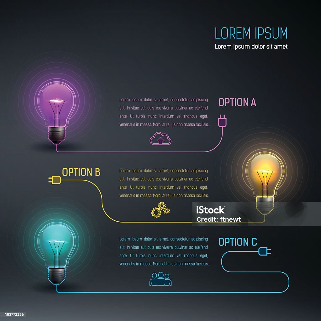 bulb 9 Creative set of light bulbs.Creative idea for infographics template. Inspiration concept modern design template. 2015 stock vector