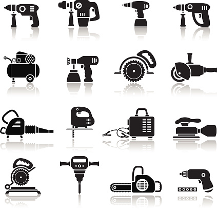 Power tools icons set. High Resolution JPG,CS5 AI and Illustrator EPS 8 included. Each element is named,grouped and layered separately.