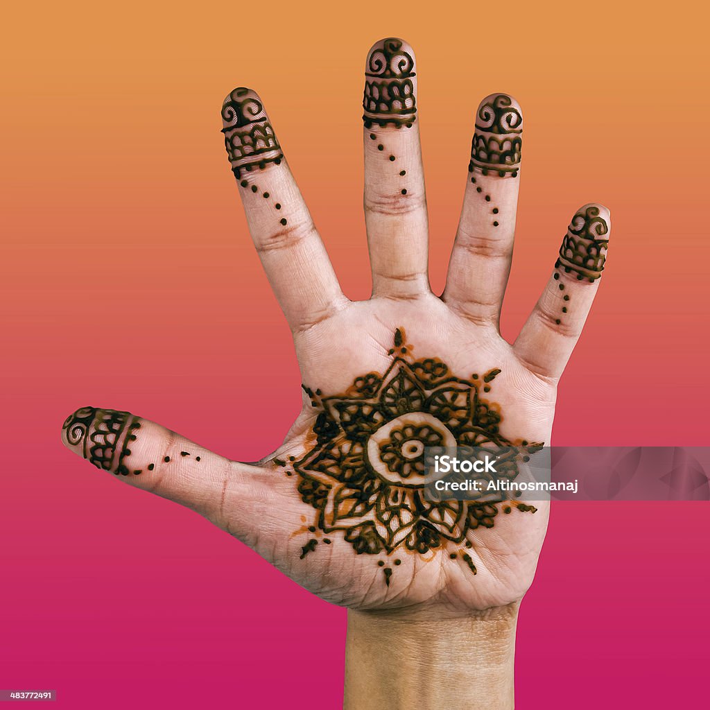 Henna Design On The Palm Of Hand Colour Gradient Stock Photo ...