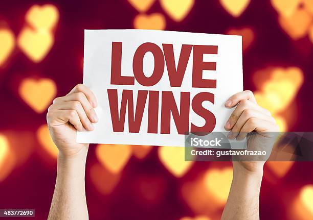 Love Wins Card With Bokeh Background Stock Photo - Download Image Now - Love - Emotion, Winning, 2015