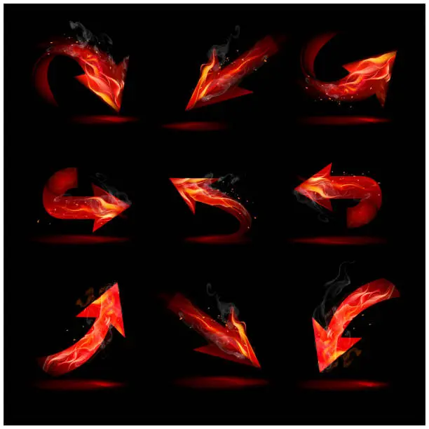 Vector illustration of Fire and smoke arrows