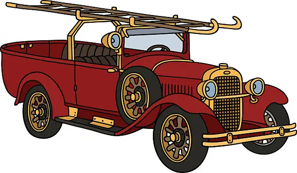 Vector illustration of Vintage fire truck