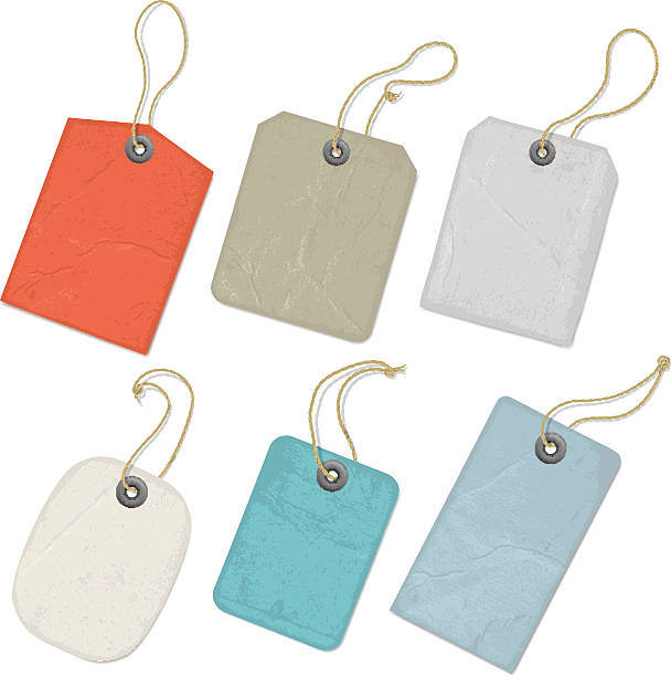 vintage-tags - gepäckanhänger stock-grafiken, -clipart, -cartoons und -symbole