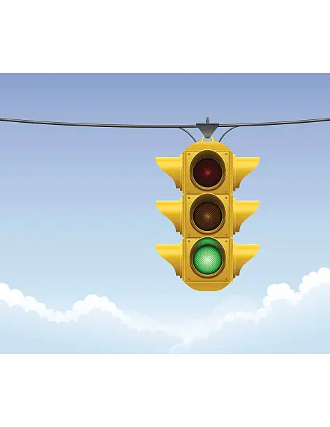 Vector illustration of Yellow Traffic Light