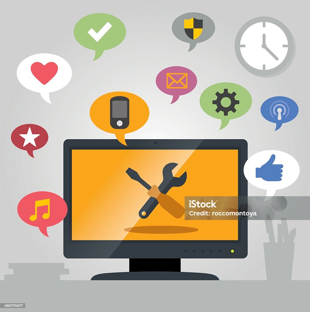 Computer Support Picture Vector Computer Support Stock Illustration - Download Image Now ...