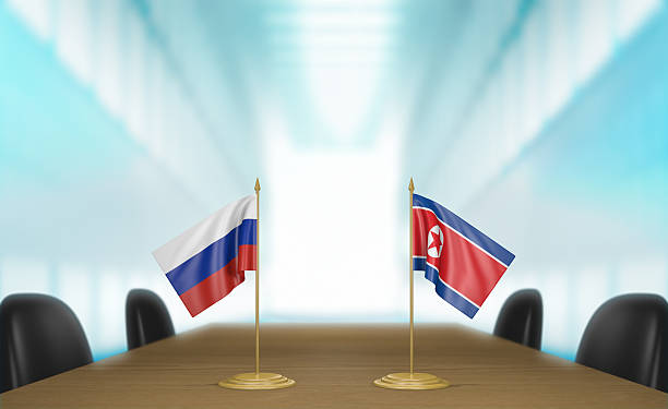 istock Russia and North Korea relations and deal talks 3D rendering 483774098