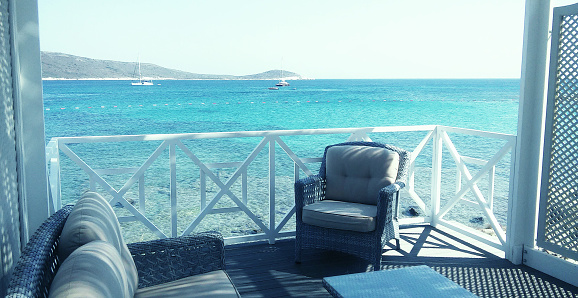 A balcony in the Aegean Sea.