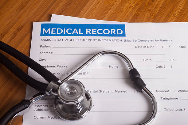 istock Medical insurance records and Stethoscope 483777904
