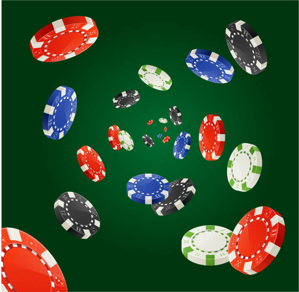 wektor pocker wióry deszcz zwycięzca, koncepcja wyizolowane na ciemny zielony - gambling chip green stack gambling stock illustrations