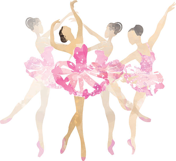 ilustrações, clipart, desenhos animados e ícones de dois bailarina dança em aquarela - ballet dancer