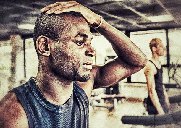 istock Tired muscle man on the gym 483783847