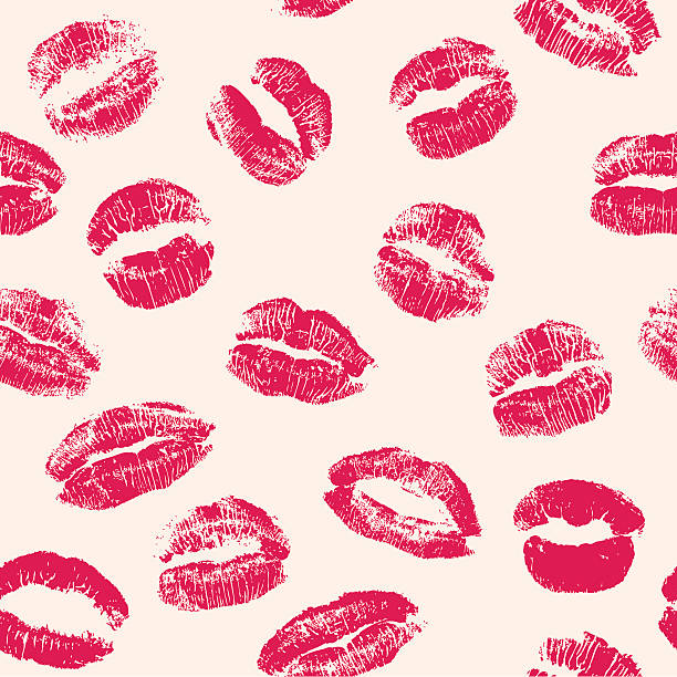 lippenstift küsse nahtlose muster - lipstick kiss stock-grafiken, -clipart, -cartoons und -symbole