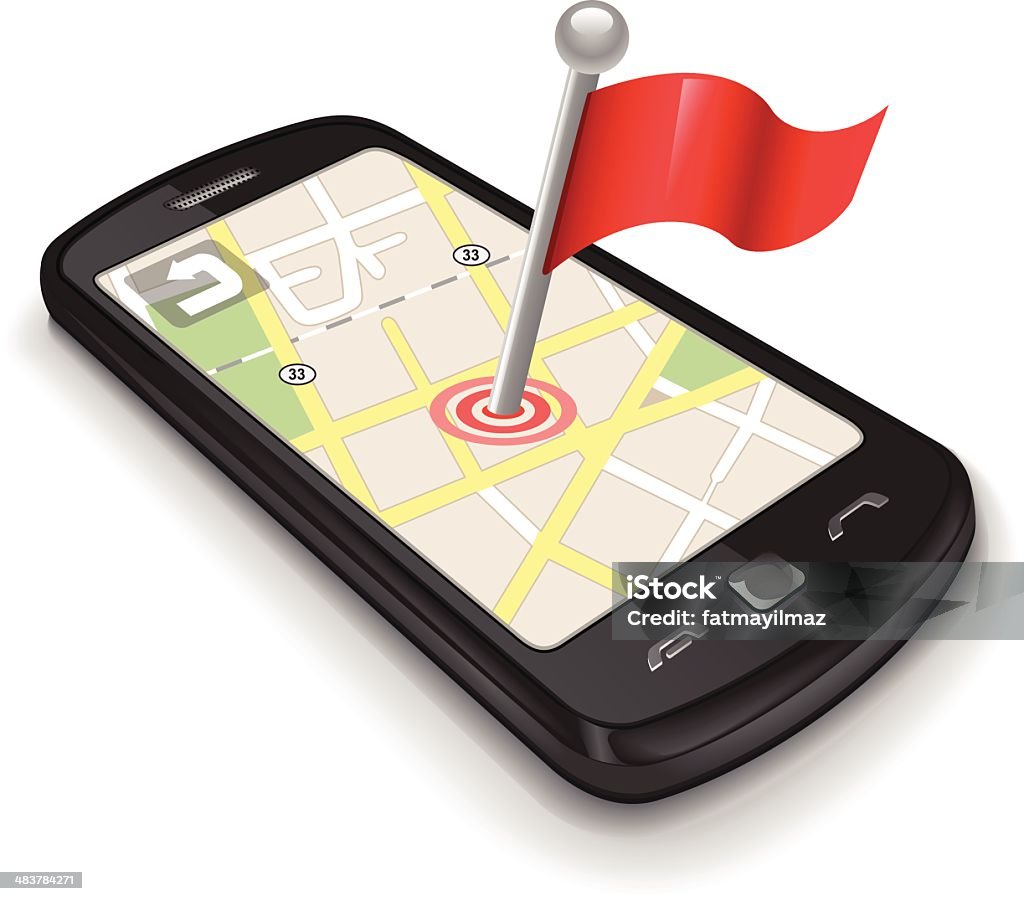 GPS для мобильного телефона - Векторная графика Белый роялти-фри