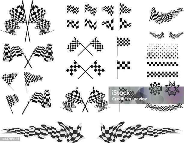 Checkered Flags Set Illustration Stock Illustration - Download Image Now - Checkered Flag, Sports Race, Finish Line