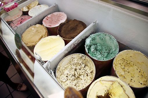 Ice cream in the showcase