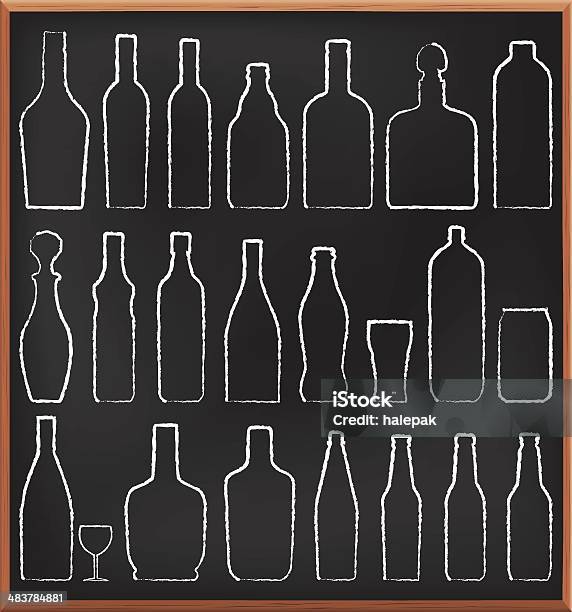 Различные Бутылка Значки Blackboard — стоковая векторная графика и другие изображения на тему Бутылка - Бутылка, Иллюстрация, Кола