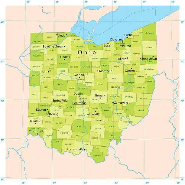 Vector illustration of Ohio Vector Map
