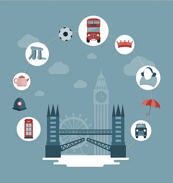 Vector illustration of vector London and UK concept illustration